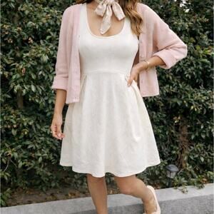 Vintage Y2K Event Cream Mini Flare Tank Dress Women’s Small USA Made